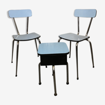 Lot chairs + blue formica stool