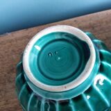 Emerald green glazed ceramic ribbed bowls