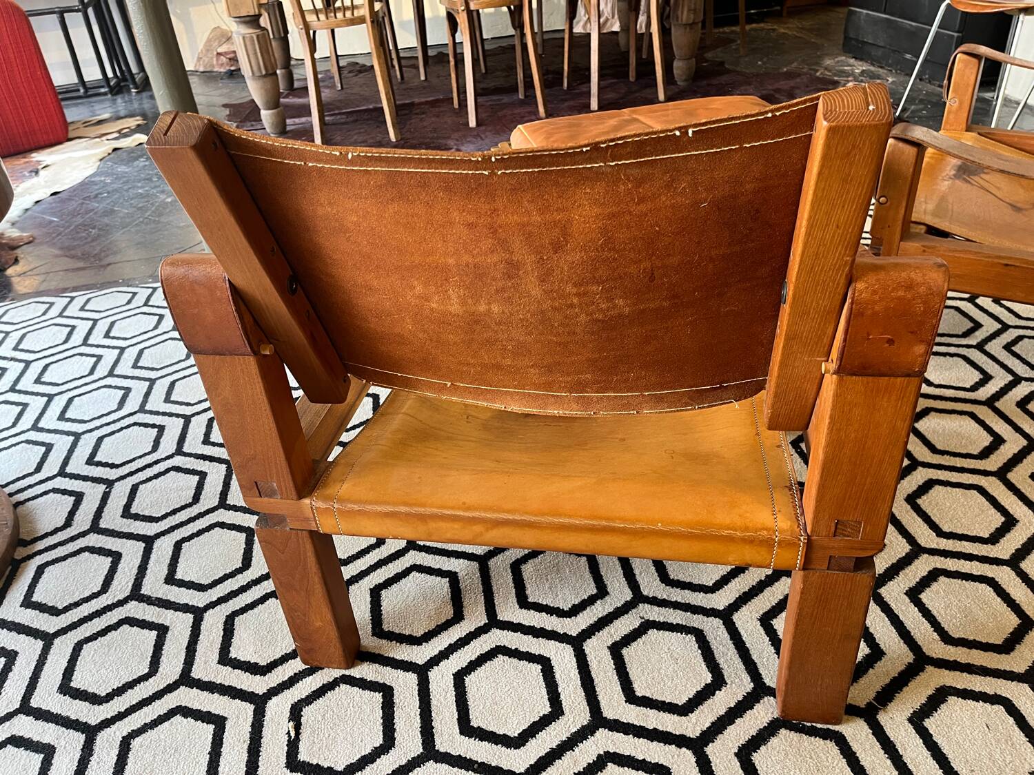 Pair of armchairs and a footrest Pierre Chapo 1960