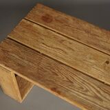 Vintage Scandinavian Solid Pine Bench. 1960s