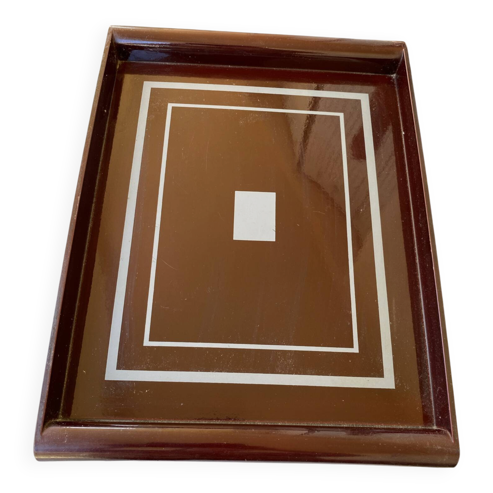 Suggested title: Vintage Art Deco / 70s Serving Tray – Lacquered