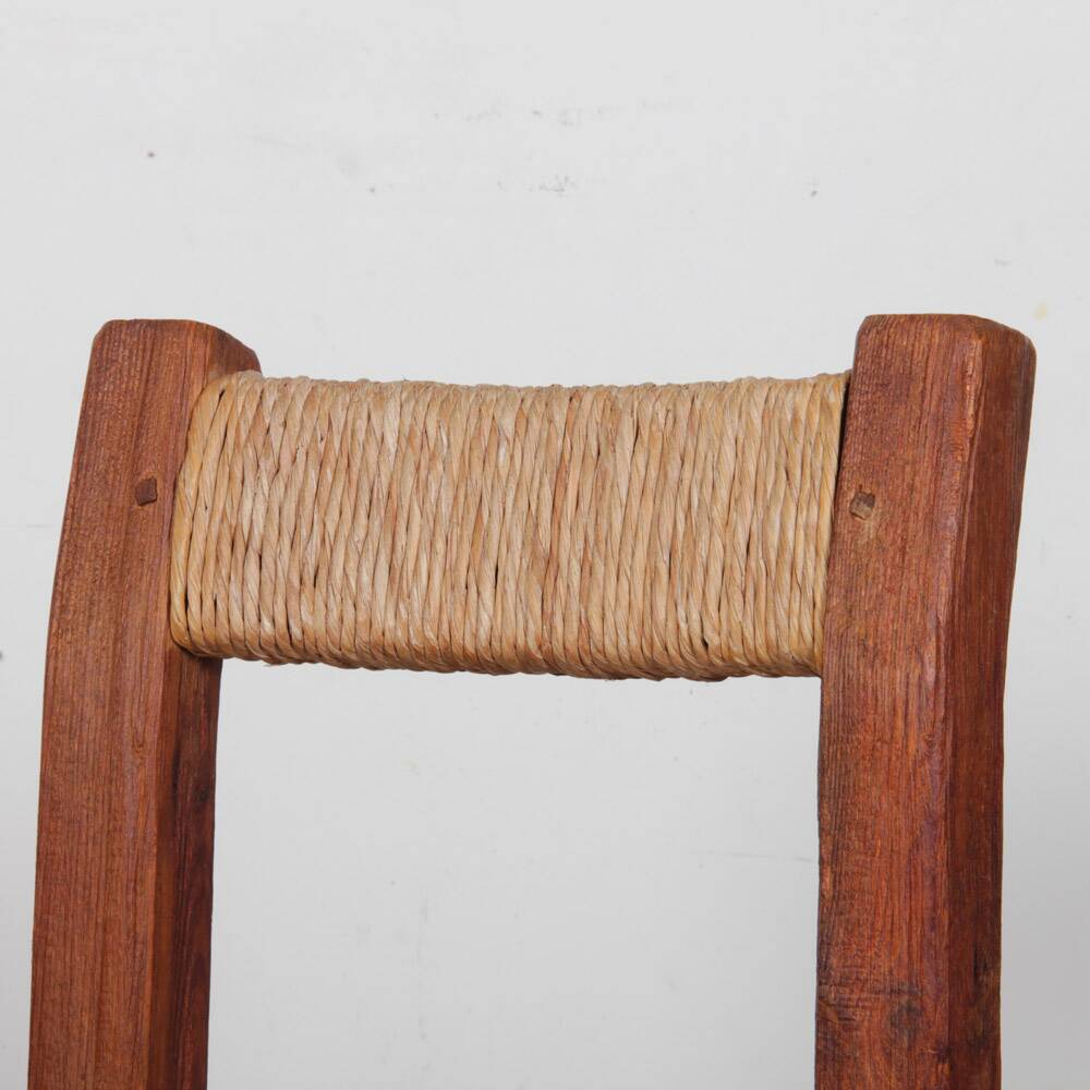 Rush seat chair in solid wood, French craftsmanship, 1950.