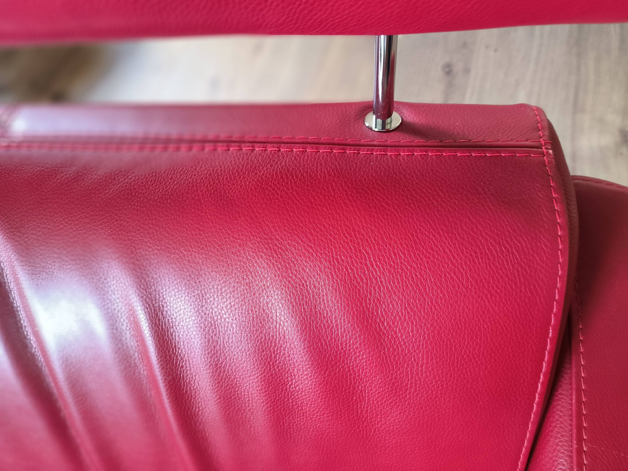 2-seater sofa & pouffe, Steiner Faubourg red leather