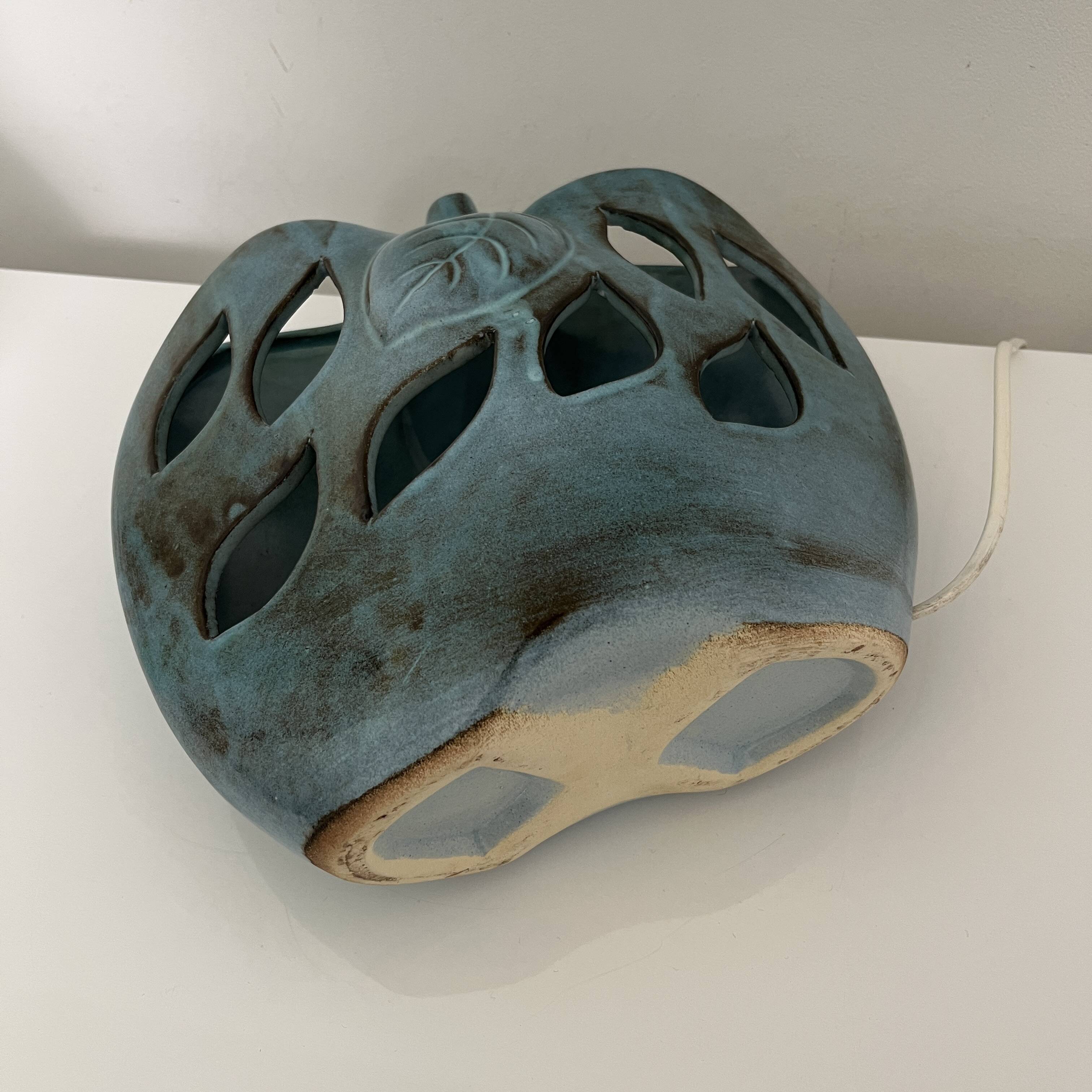 Openwork ceramic apple lamp from Les Grottes Dieulefit