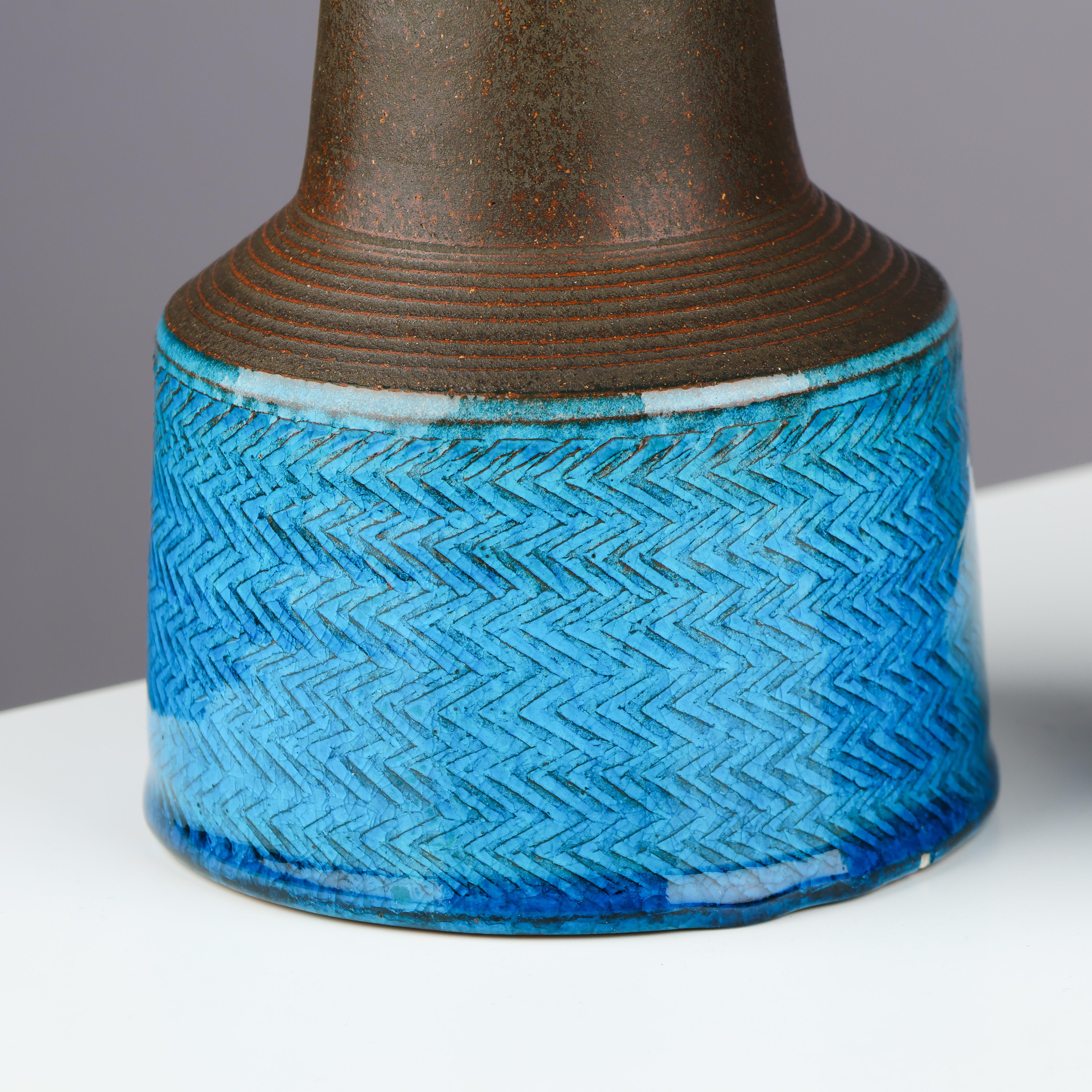 Nils Kahler ceramic table lamp by Herman A. Kähler, Denmark, 1960 signed.
