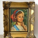 Portrait de jeune fille signé