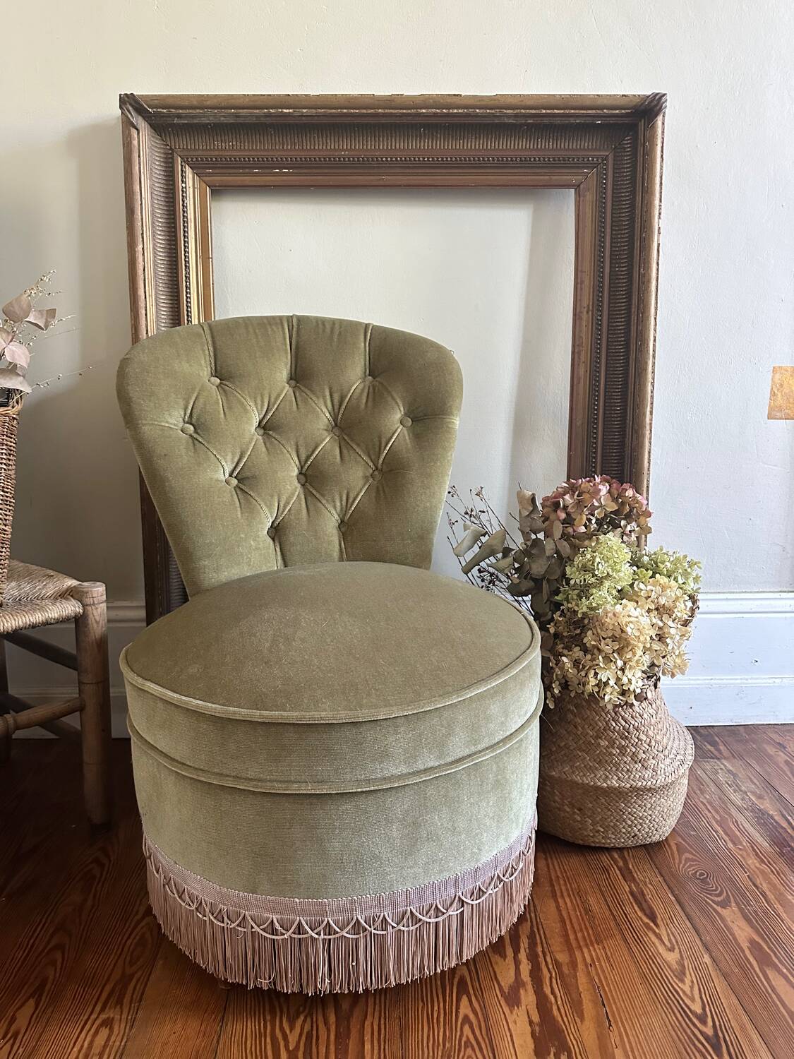 Fauteuil crapaud en velours