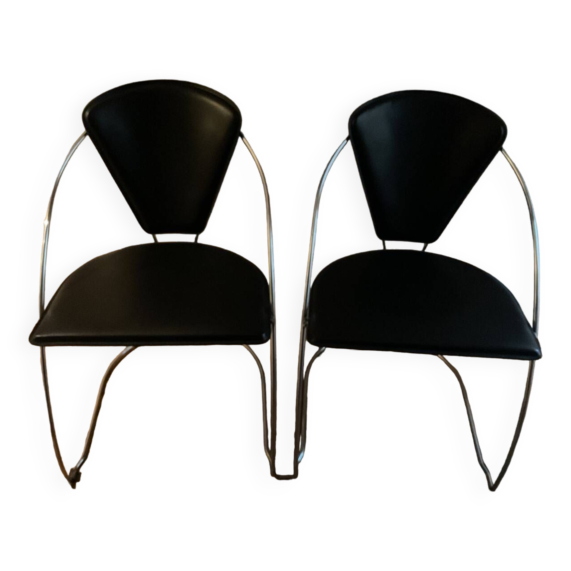 Two vintage steel and leather FIL chairs