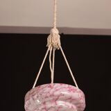 Pink Art Decò Vintage Glass Chandelier, 1950