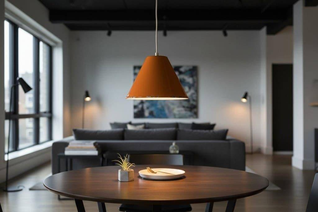 Vintage orange metal pendant light