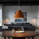 Vintage orange metal pendant light