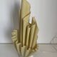 Vintage 1970 Georgia Jacob Corolle lamp, yellow flave - 51 cm