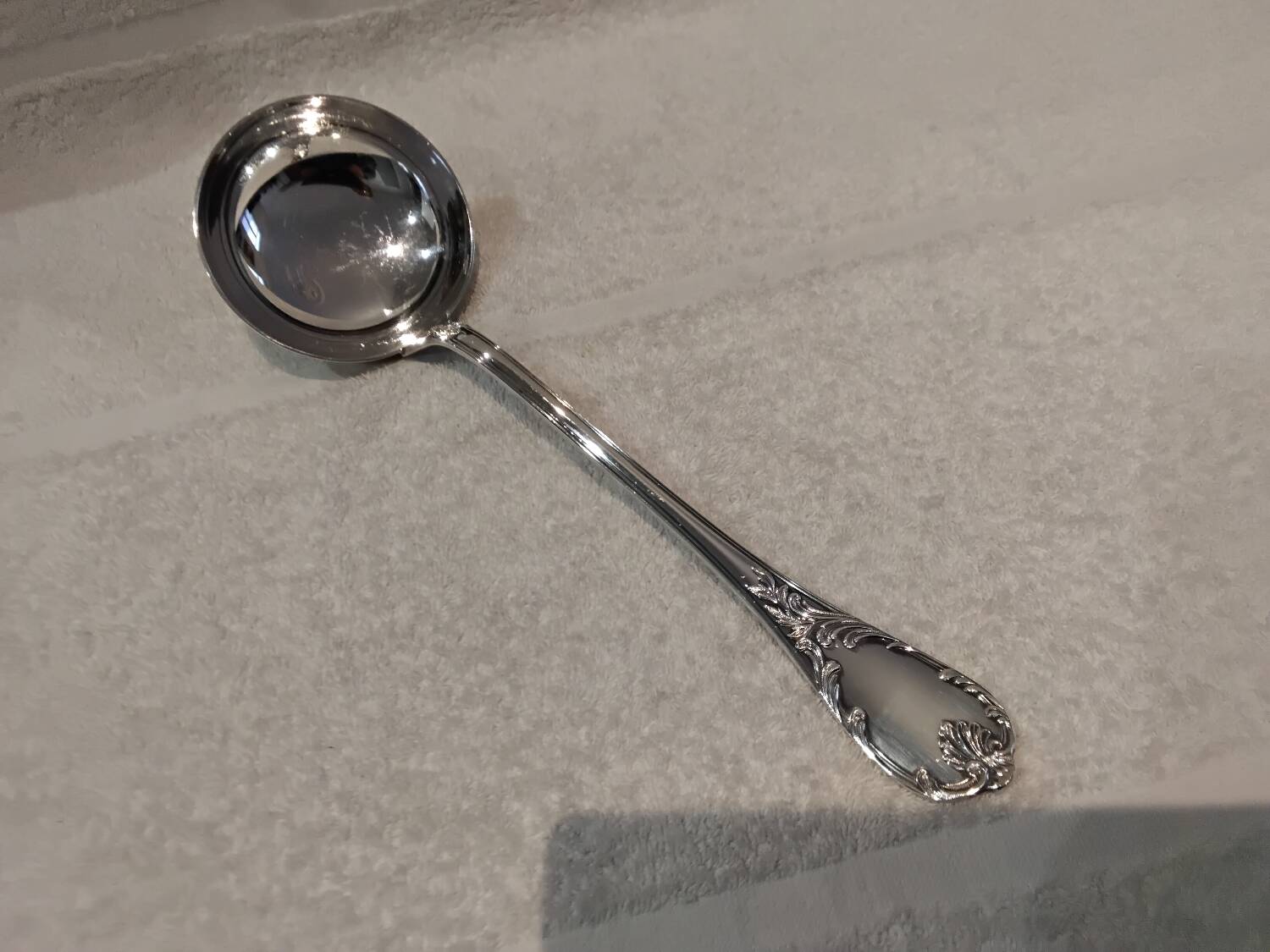 Christofle Marly silver plated soup ladle, goldsmith, 31.6cm