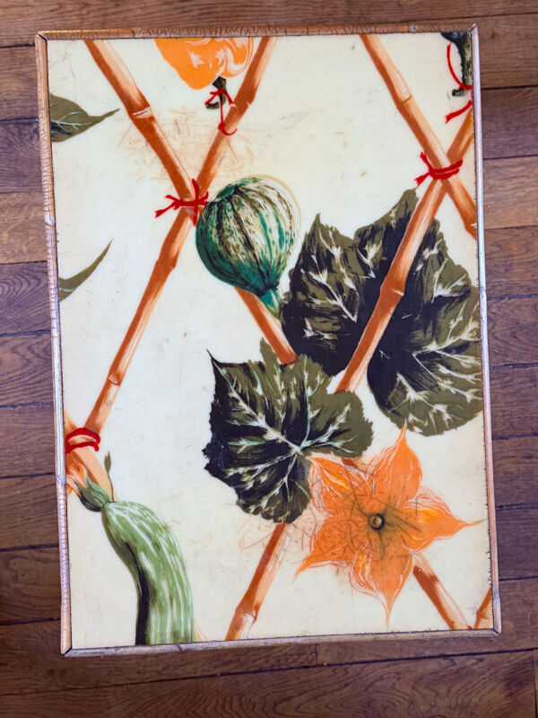 Table basse rotin et fruit et légumes