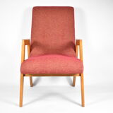 Fauteuil d'origine vintage "Relax", années 1960, Europe de l'Est, rénové, tissu rouge