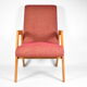 Fauteuil d'origine vintage "Relax", années 1960, Europe de l'Est, rénové, tissu rouge