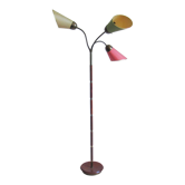 Lampadaire en teck et laiton années 60