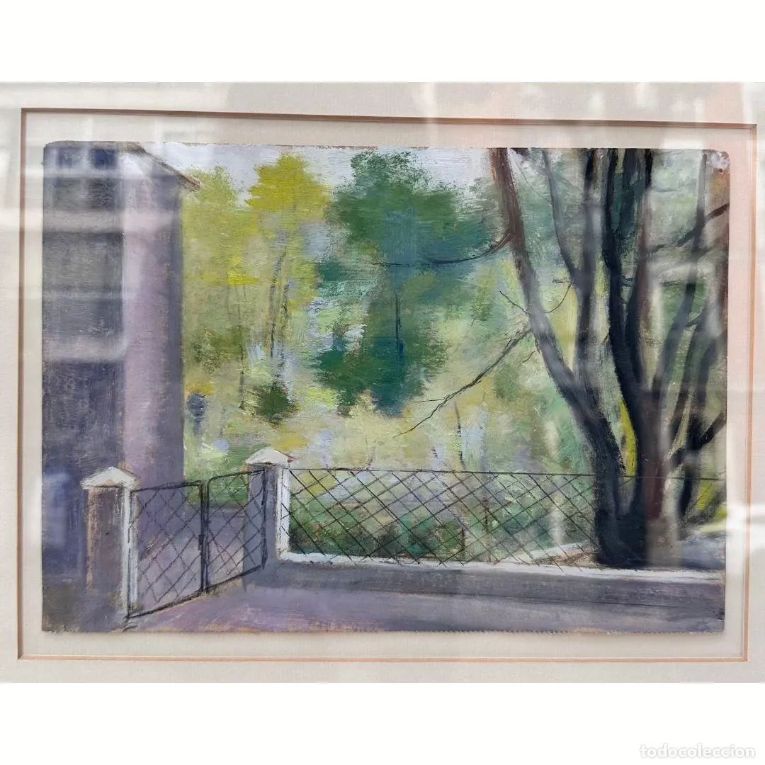Mixed media on panel "Landscape of Brazil", Timoteo Pérez Rubio, 20th century - Brazil