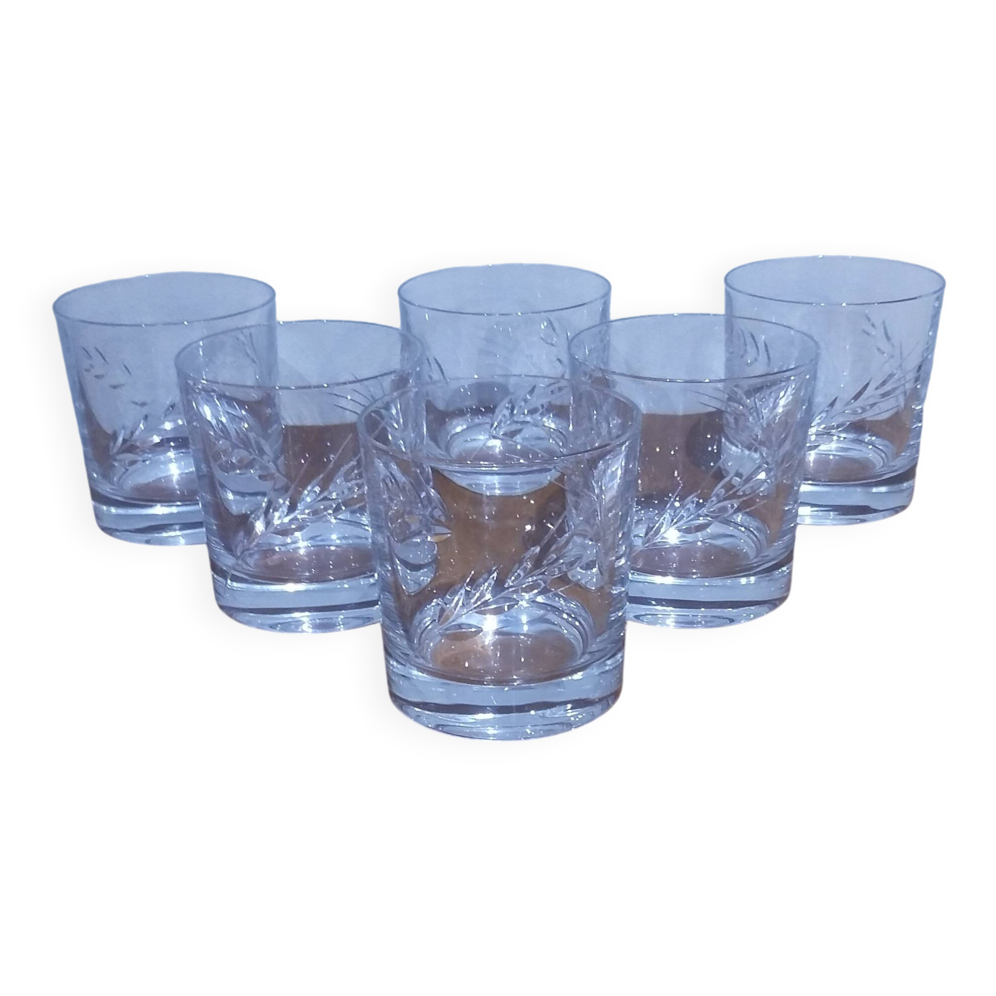 Très Joli Série De 6 Verre A Whisky Epi Fleury En Cristal D'arques