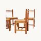 6 light wood chairs with rush seats, Italy, 1960s