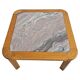 Brutalist coffee table in solid oak with a Rosso Luana marble top.