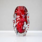 Mid-Century Modern Handmade Crystal Vases in Bright Red by Börne Augustsson