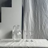 Large blown glass carafe with ice cube compartment Biot
