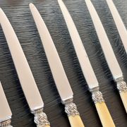 12 Robert Linzeler knives and leg of lamb set for Jules Piault Paris