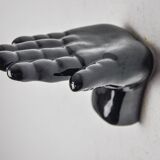 “Main” wall candle holders, black ceramic, France, 1980