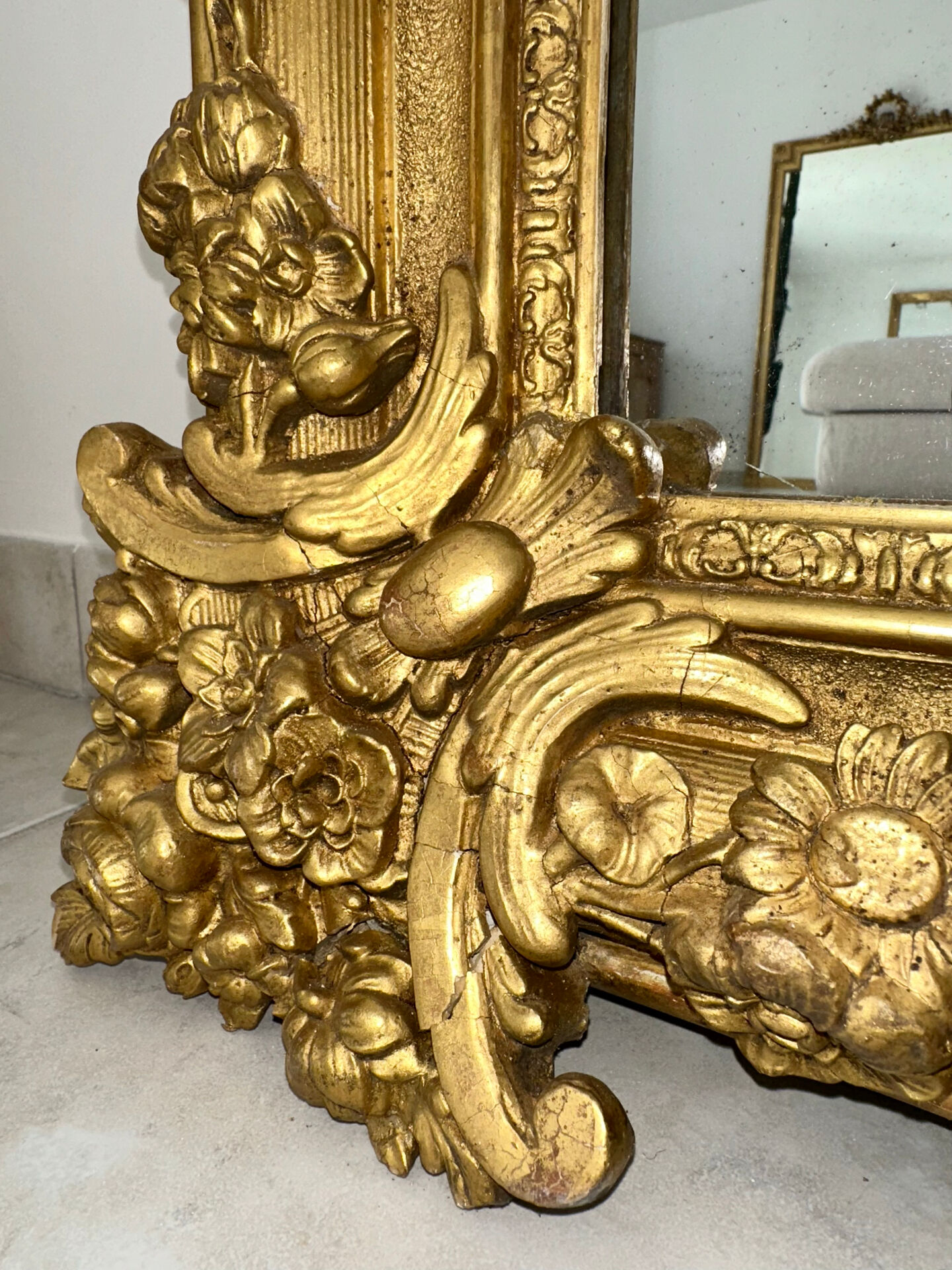 Miroir ancien doré époque XIXème