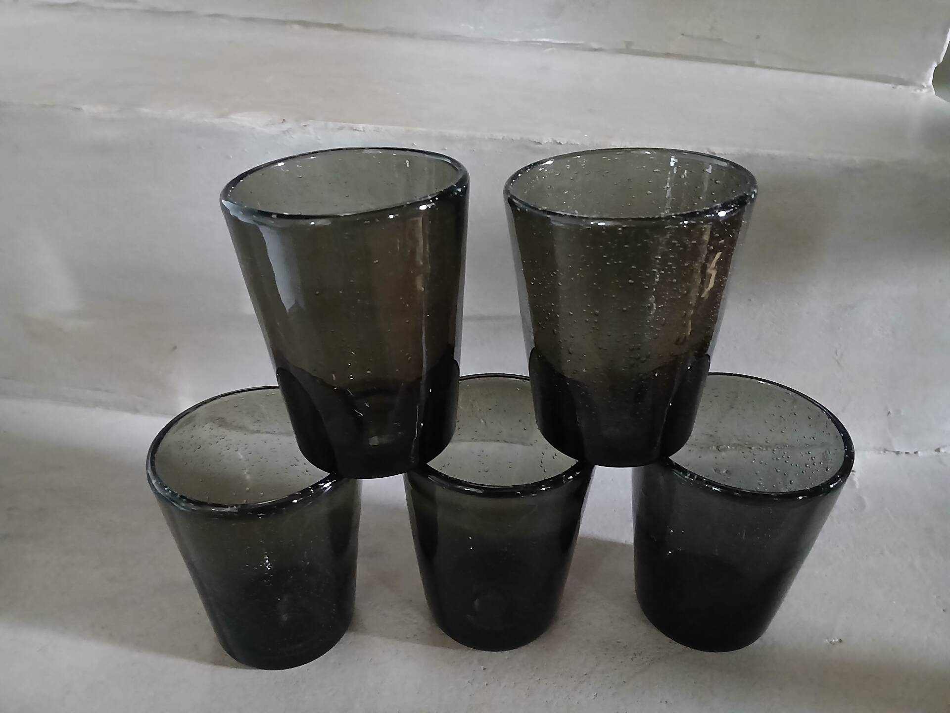 5 bubble glass water glasses