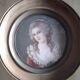 Portrait miniature dame à la robe orangée 19 ème