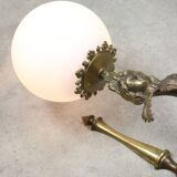 Antique Italian Figural Brass Wall Lamp, set of 2