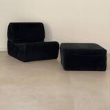 Chauffeuse vintage et pouf