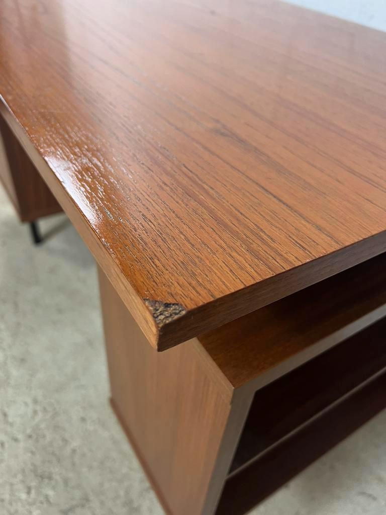 Vintage wooden desk with bleacher on the side