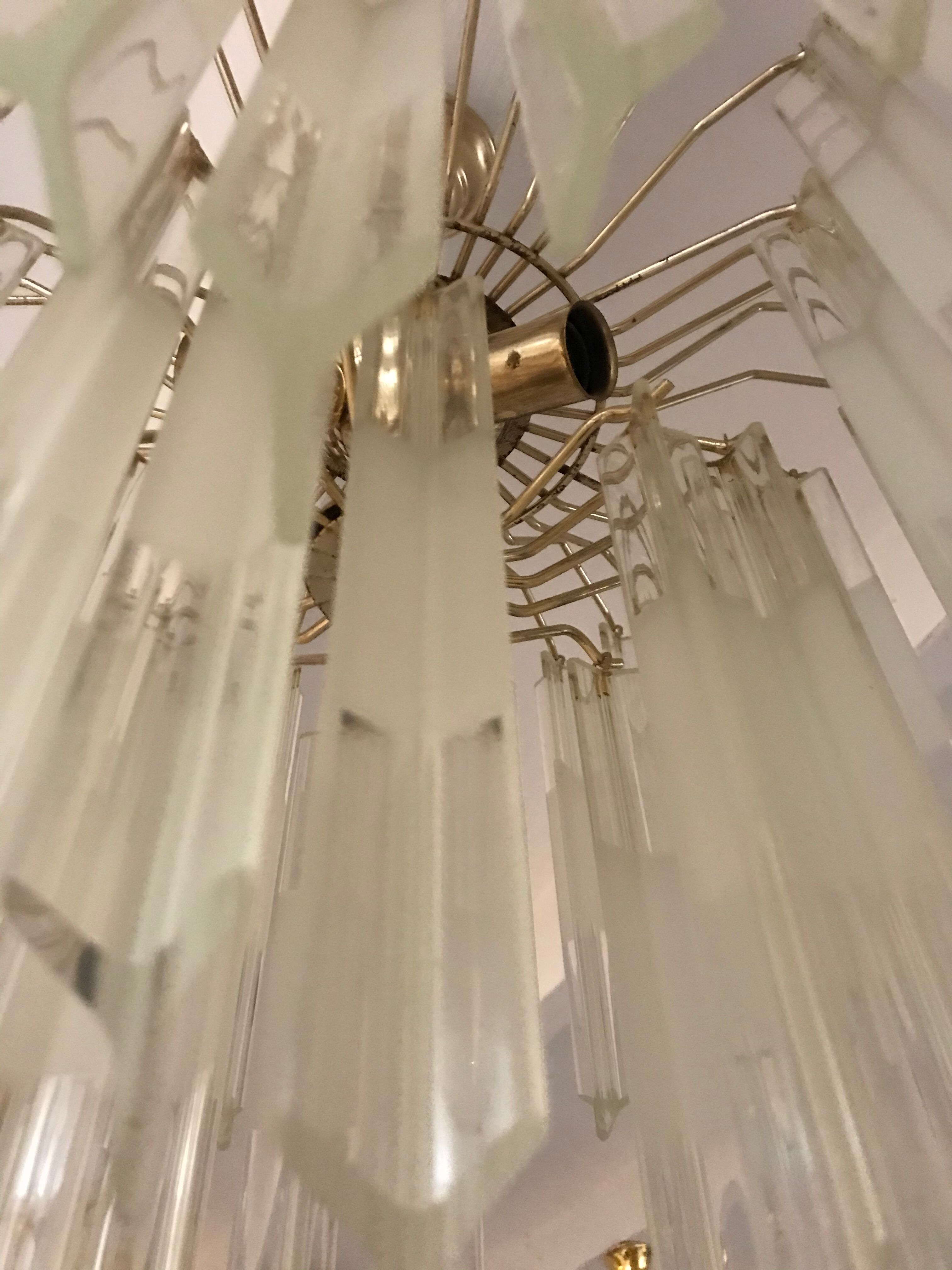 Venini Triedi Crystal Chandelier 1970