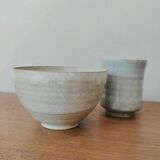 Turned ceramic bowl and cup