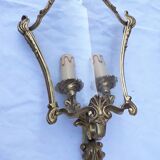 Pair of bronze and glass wall lights