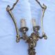 Pair of bronze and glass wall lights
