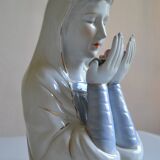 Virgin Mary statue bust in polychrome porcelain Virgin with crown of roses