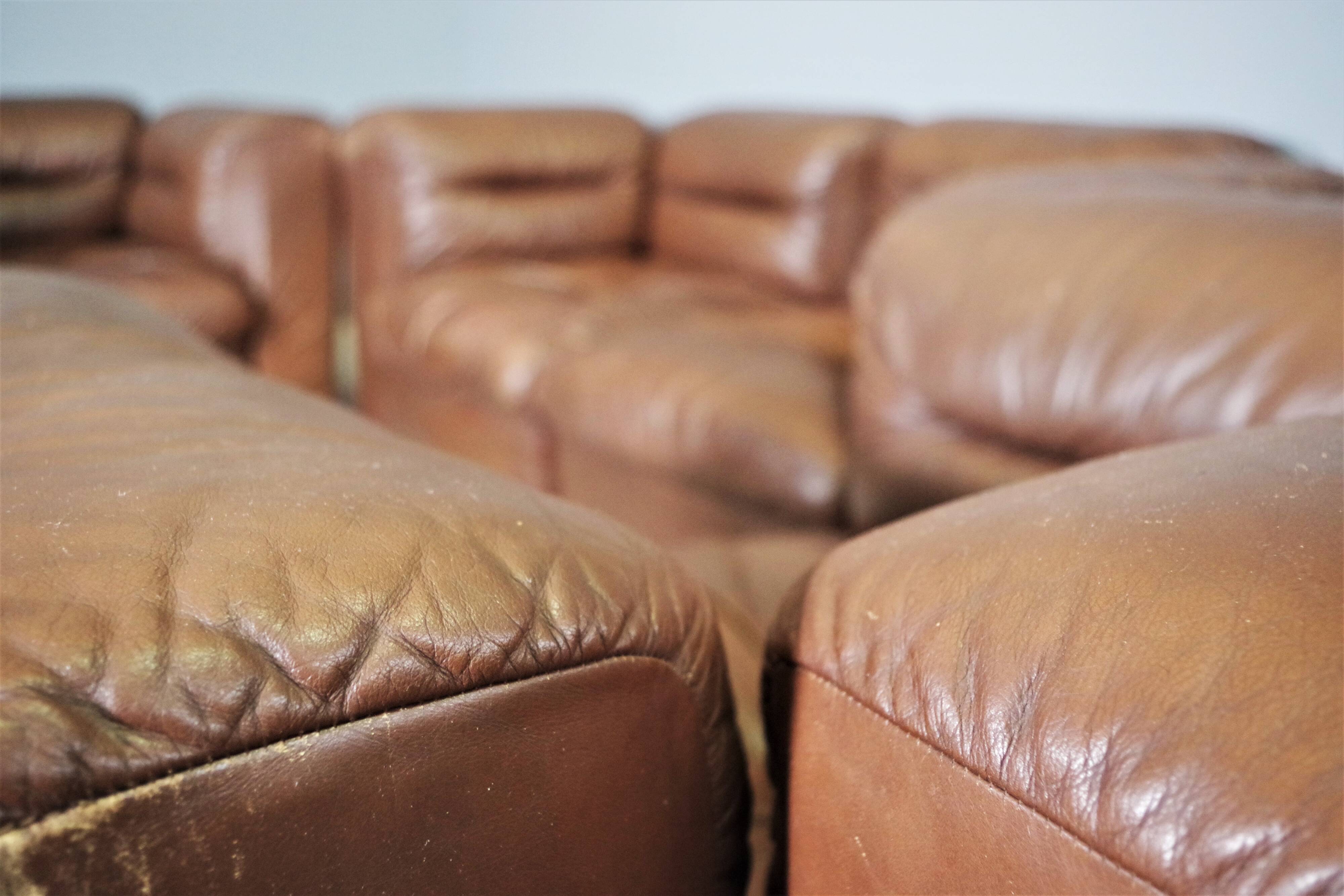 Cognac leather armchairs by BL Arredamenti, 1970s, set of 4