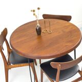 Table à manger ronde en teck avec pieds en acier, 1986