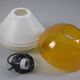Vintage 1970s Philips Amber Acrylic & White Dome Mushroom UFO Pendant Lamp