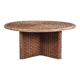 Round coffee table in braided cord and rattan, 1970.