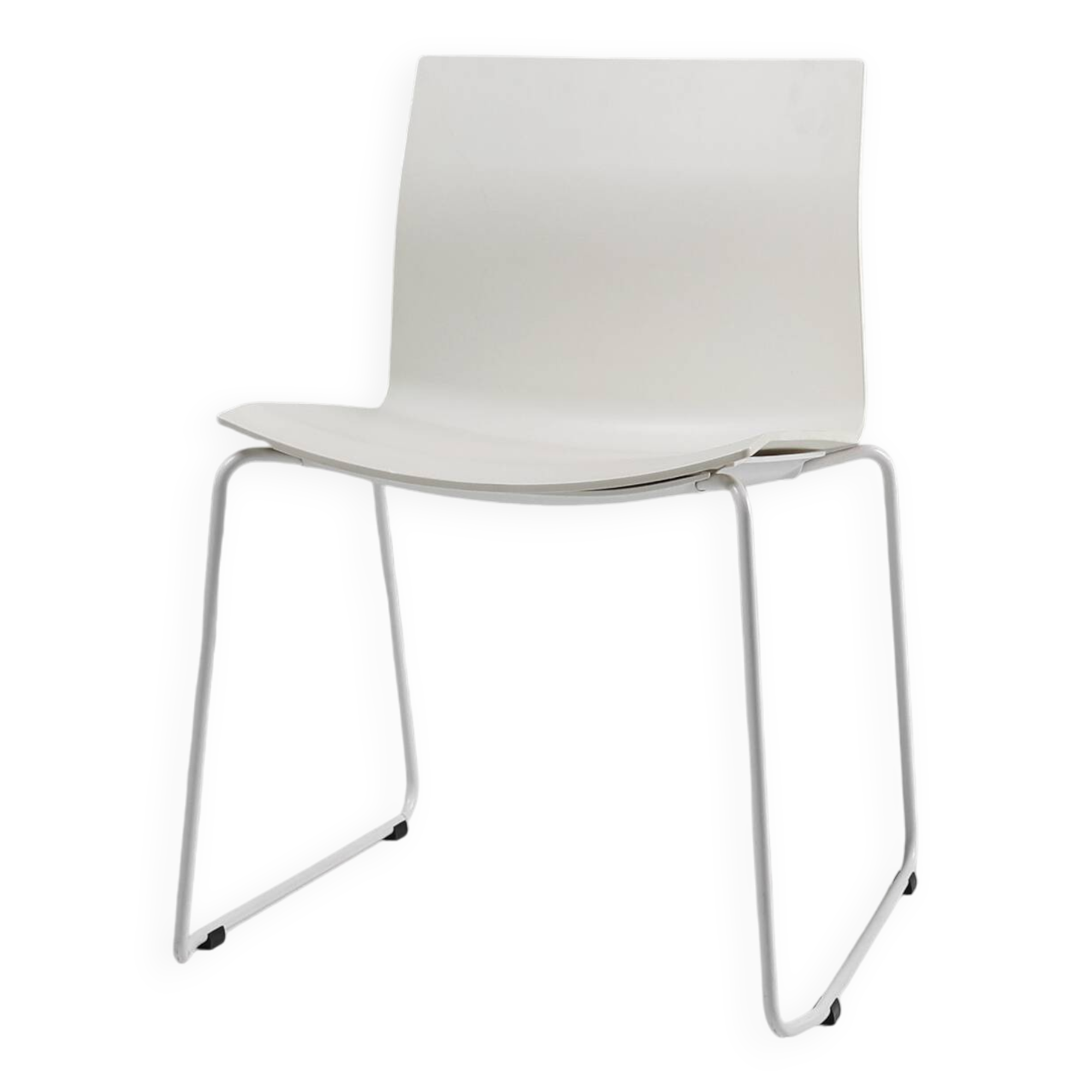 Mid-century white design chair with metal frame and plastic seat, Belgium