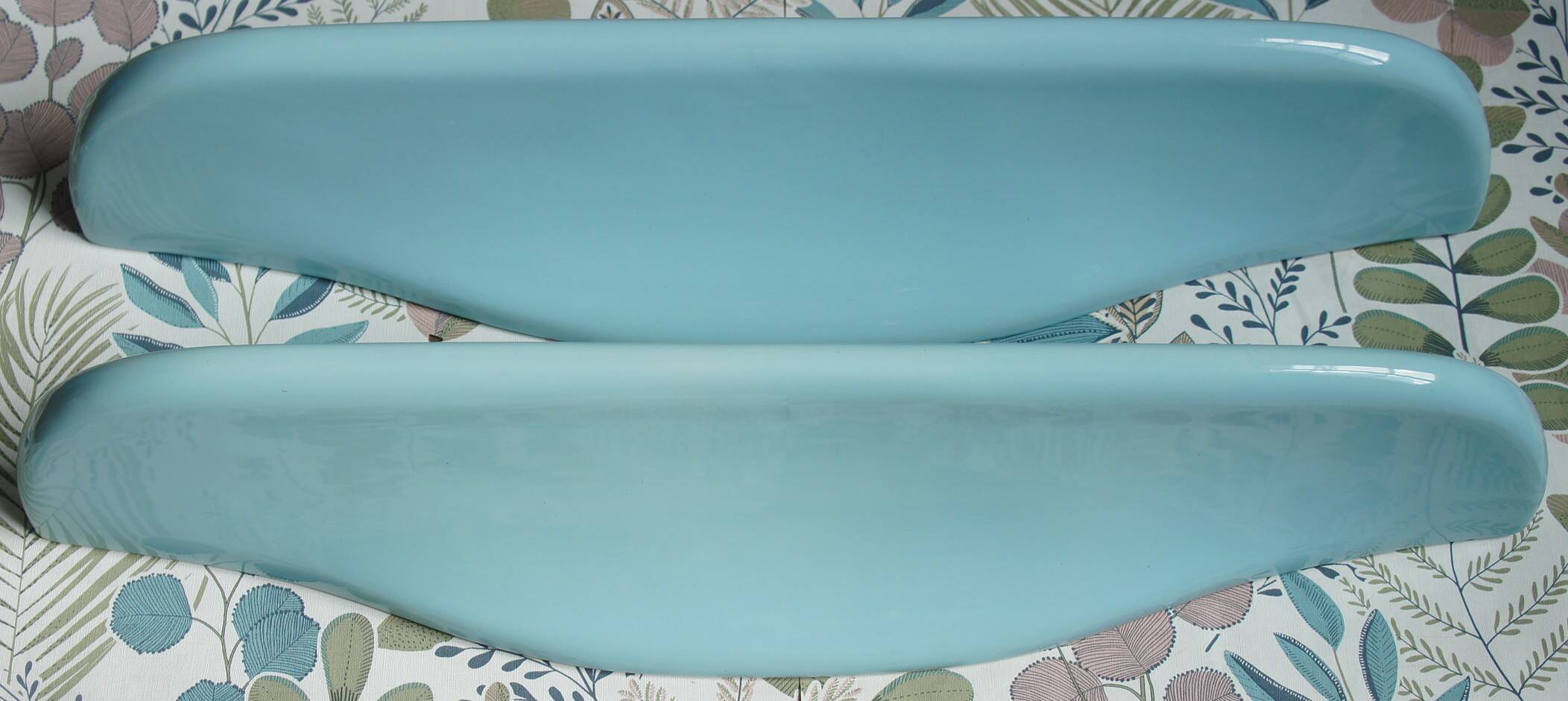 Set of 2 blue porcelain shelves, Porcher 1960