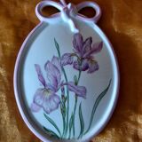 Médaillon Porcelaine Peint Main Fleur Iris.