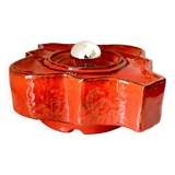 Vintage Hustadt Leuchten Fat Lava Red Ceramic Wall Lamp, Germany, 1970s
