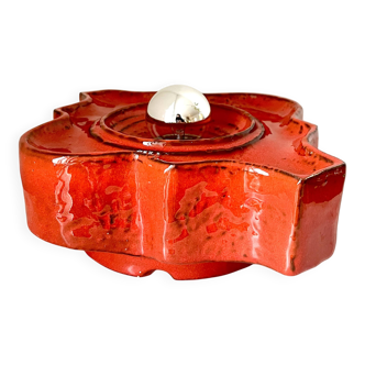 Applique murale en céramique rouge Fat Lava de Hustadt Leuchten, Allemagne, années 1970.