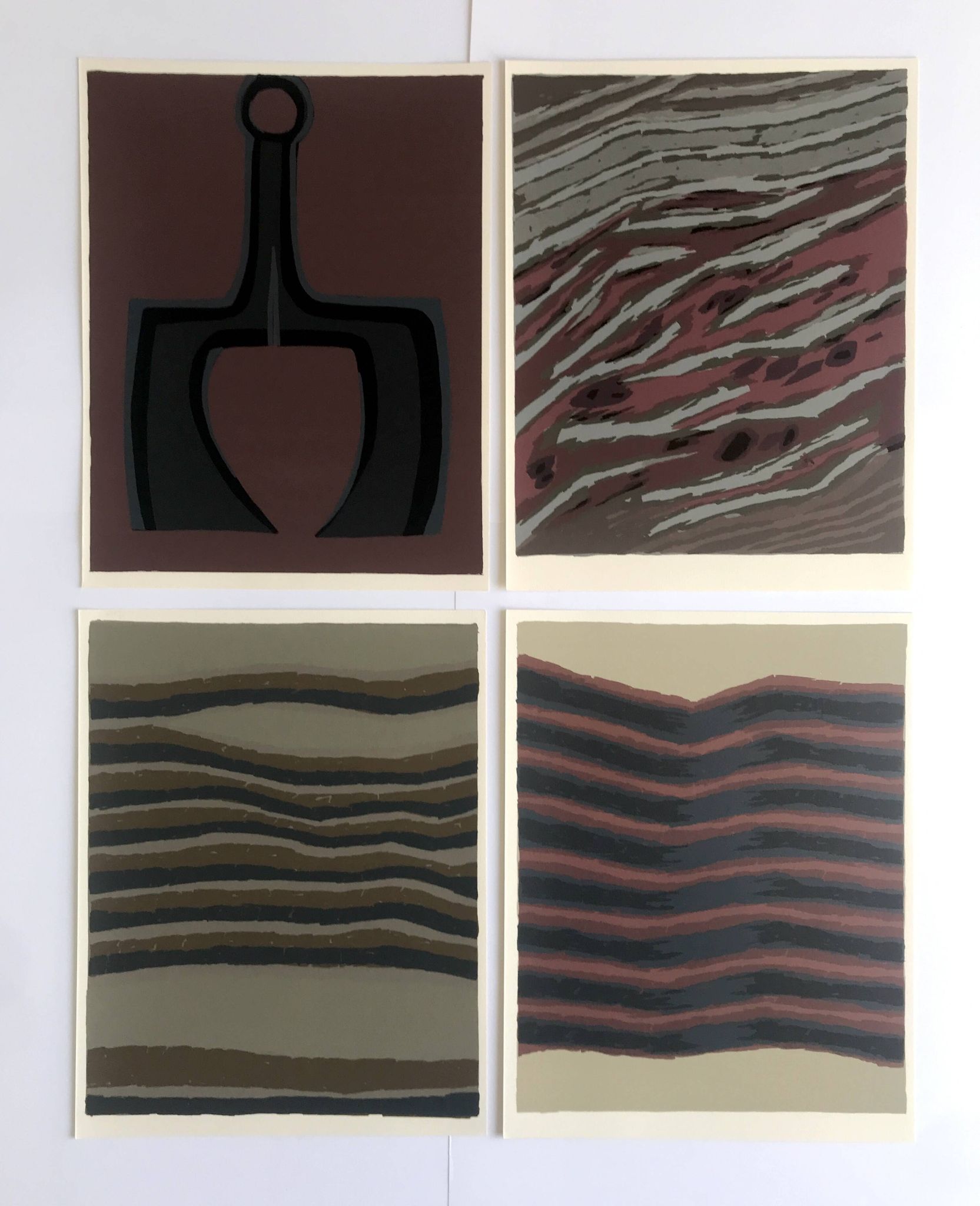 Lot de 4 lithographies originales de Raoul Ubac, 1978. La terre